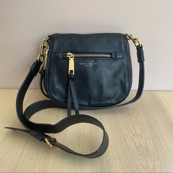 Marc Jacobs Handbags - Marc Jacobs Recruit Nomad Small Saddle Bag in Black Pebbled Leather (Crossbody)